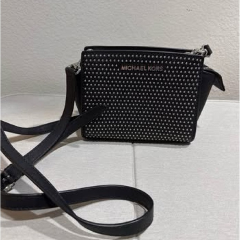 Michael Kors Studded Crossbody Bag – Black & Silver